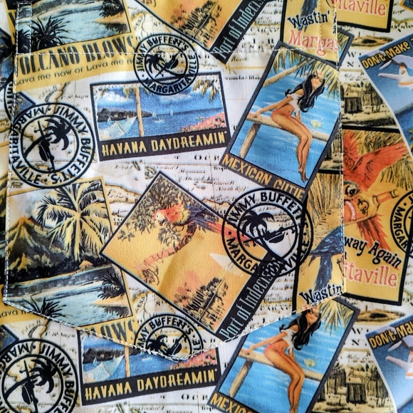 Margaritaville Travel Postcard Print Casual Button Up Shirt Medium NWOT Medium - Picture 6 of 9